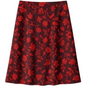 NWOT Rafella Stunning Satin Bright Floral Red Skirt